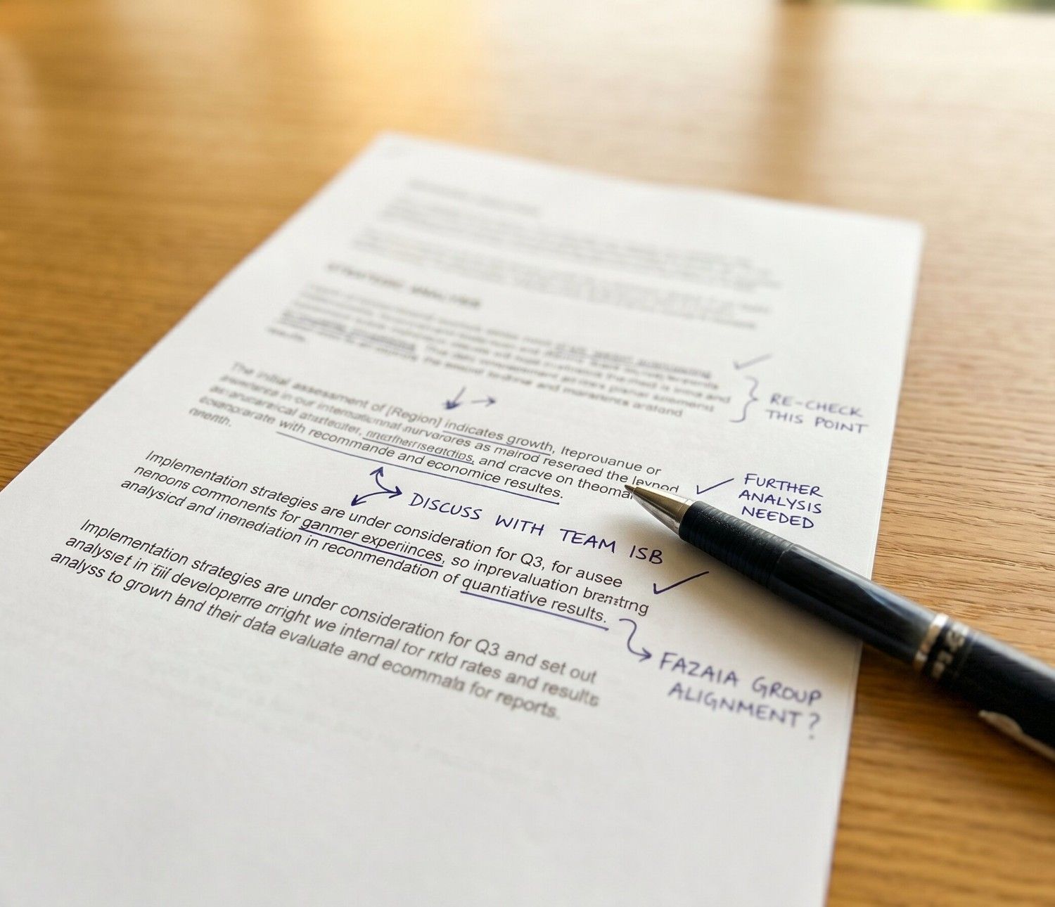 A desk with a printed audit document, a notebook with handwritten findings, and a pen, representing the thorough SEO audit process by ZaidSEO Pakistan